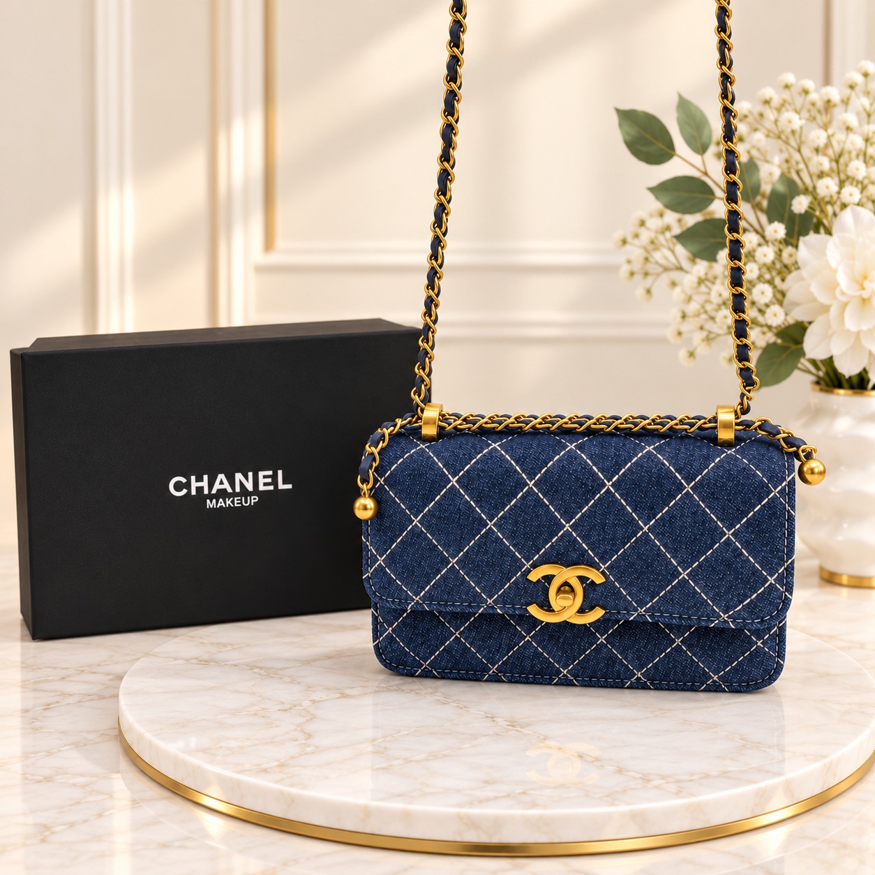 Sac à rabat en jean bleu