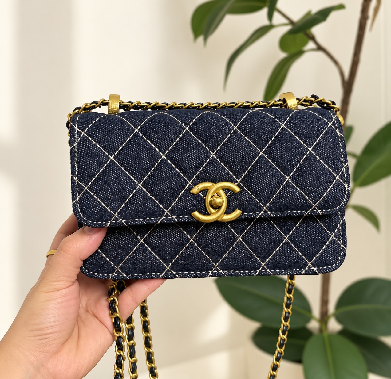 Sac à rabat en jean bleu